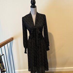 Max Studio Black and White Polka Dot Long Sleeve Dress